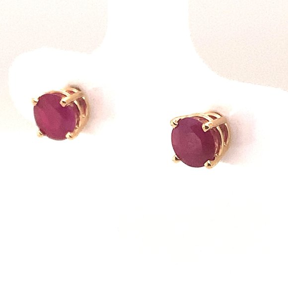 Jewelry | Natural Ruby 14kt Solid Yellow Gold Stud Earrings | Poshmark